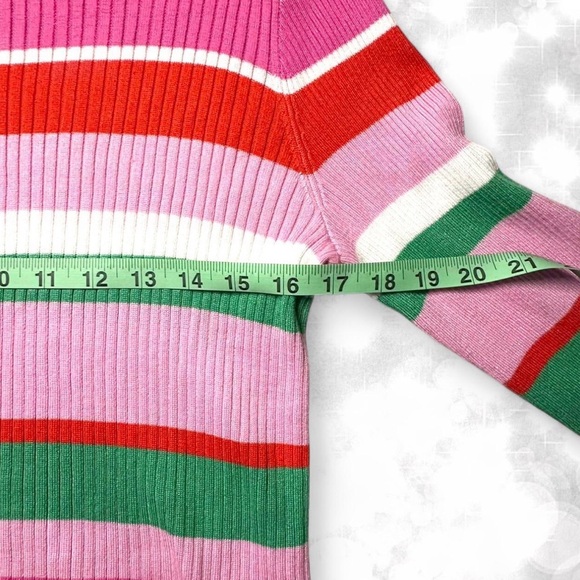 Y2K 90s Aesthetic Barbiecore Long Sleeve Turtle Neck Striped Top - Picture 4 of 7